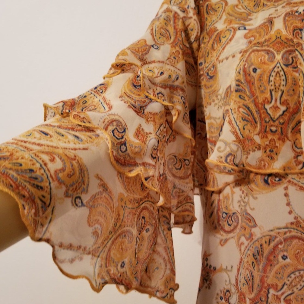 PAISLEY SCARF TIERED BOHO GYPSY DRESS SIZE XS